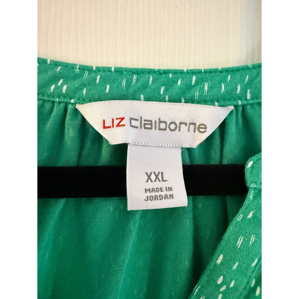 Liz Claiborne Women's Green Dot Sleeveless V-Neck Button Front Tunic‎ Top XXL - Picture 2 of 4